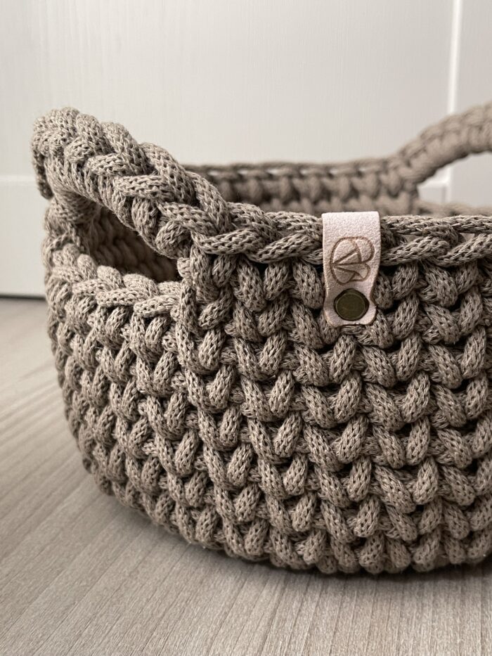 Large Crochet Basket with Handles (Coffee)