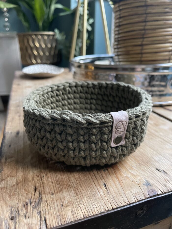 Mini Crochet Basket (Khaki Green)